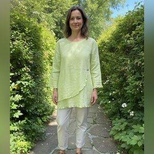 NWT Elegant Lime Green Linen Women's Tunic